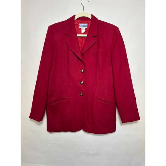 Pendleton Blazer Women's Sz 6 Pink Red Wool Preppy Old Money Classic Work Office - Picture 2 of 4